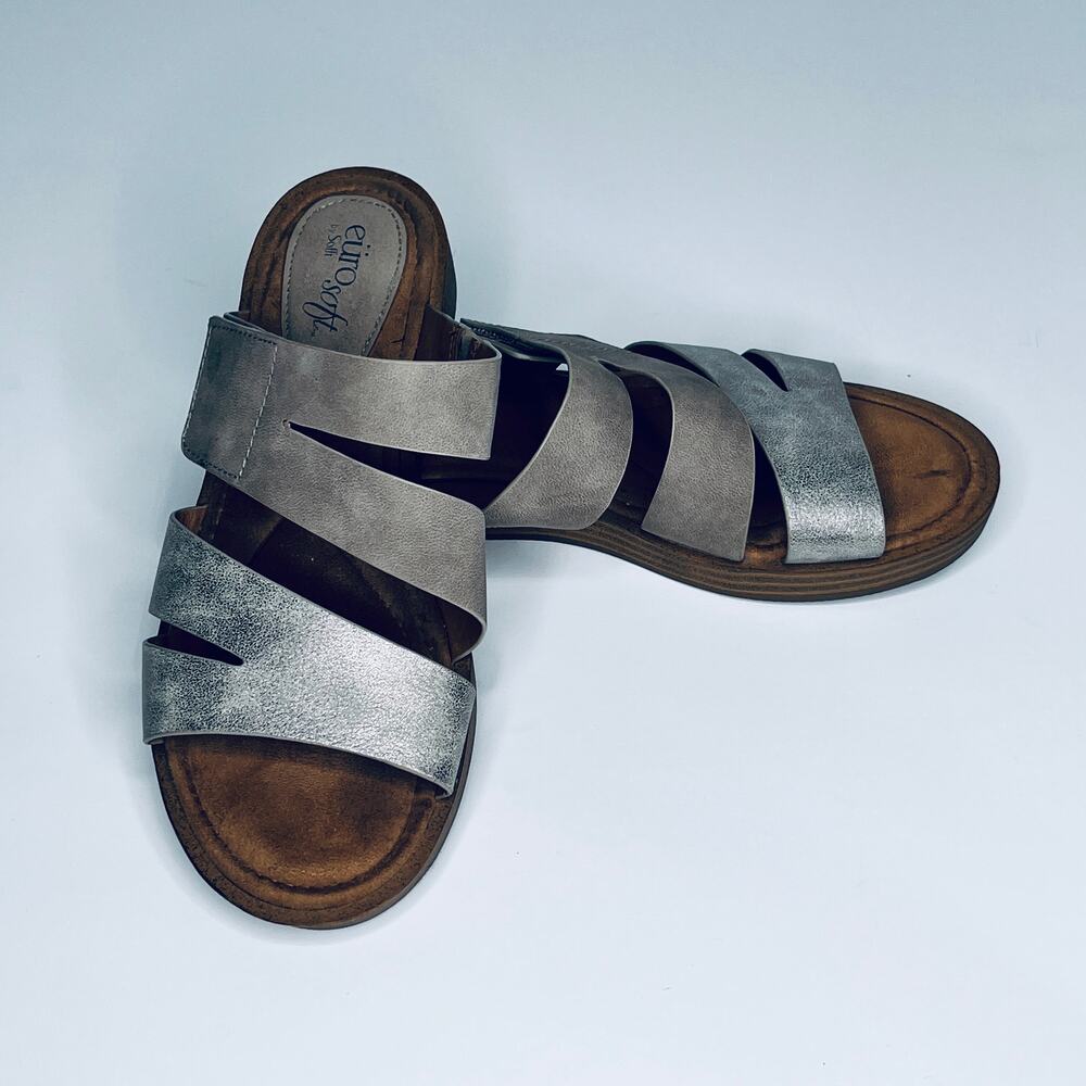 Euro Soft Metallic Strappy Sandals 9